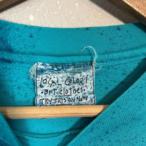 VTG 90s Local Color Art T Shirt XL Dolphin Ocean AOP Tie Die Single Stitch - Picture 7 of 8